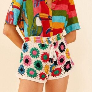Farm Rio Multi Circles Crochet Shorts